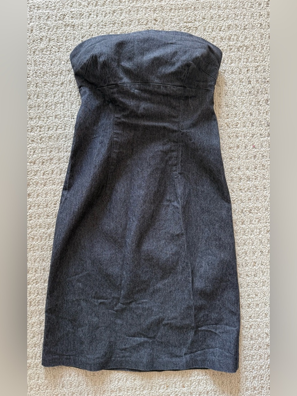 Jacob Jean Strapless Dark Charcoal Gray Sheath Dress